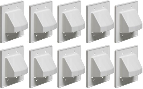 Arlington CE2-10 Recessed Low Voltage Cable Plate, 2-Gang, White, 10-Pack - color: White, size: 2-gang; 10-pack