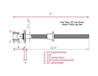 Yost Vises Y18SS Vise Screw | 18 Inch DIY Vise Tool | Solid Steel Main Screw with a Cast Iron Body Construction, Blue Metallic