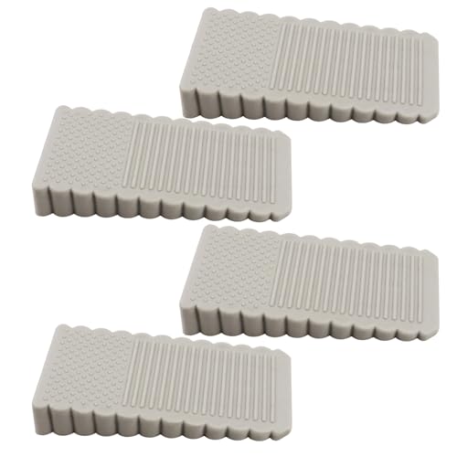4Pack Mini Door Stoppers for Bottom of Door, TPE Door Stopper Wedge, Floor Sturdy Door Stops for Various Surfaces, Suitable for Door Gaps, Gray