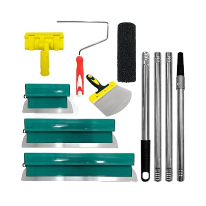 Drywall Knife Combination Set, 10-inch + 16-inch + 24-inch Three-piece Drywall Knife Set, With Extension Rod And Clip Adapter, 9-inch Putty Roller