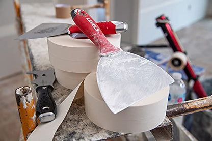 8" Soft-Grip Stainless Steel Drywall Joint Knife - LEVEL5 | Pro-Grade | Comfortable Finishing Hand Tool | Metal Hammer End | Sheetrock Gyprock Plasterboard Mud | 5-144 - size: 8"