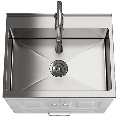 SIMPLIHOME Lawrence All-in-One 28 inch Wide Utility Sink and Laundry Cabinet in Pure White Finish, Transitional Stainless Steel Sink Cabinet for Laundry Rooms with High-Arch Brushed Nickel Faucet - size: 28 inch