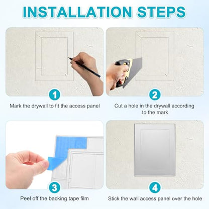 M METERXITY 2-Pack Access Panel for Drywall, 7x5 Inch Plastic Self Adhesive Wall Hole Cover Access Doors for Wiring Cable/Ceiling, Removable Plumbing Wall Panel [Silver Tone, Rectangle] - color: Silver Tone