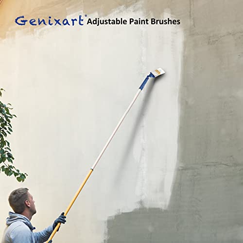Genixart Extendable Paint Brushes for Walls & Ceiling, Multi Angle Adjustable Masonry Paint Brush for Fence Stain & Wood Varnish (3 Pack)
