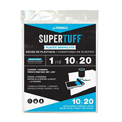 Trimaco 03306 SuperTuff Plastic Drop Cloth, 10-feet x 20-feet - size: 10-feet x 20-feet, style: 1 mil