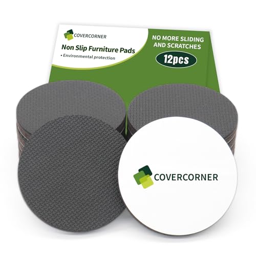 Non Slip Furniture Pads 12 PCS 3'' Round - Anti Slip Furniture Pads - Self Adhesive Rubber Feet Furniture Feet - Chair Leg Floor Protectors - Keep Furniture in Place - size: Round 3 inch 12PACK
