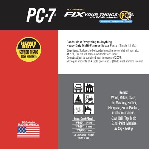 PC Products PC-7 Epoxy Adhesive Paste, Two-Part Heavy Duty, 8 lb in Two Cans, Charcoal Gray 128770 - size: 8 Lb in Two Cans