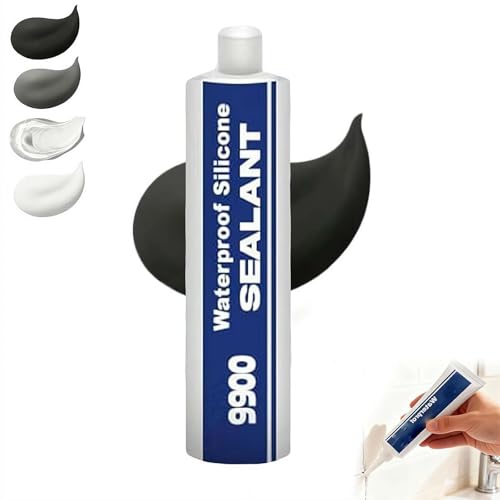 9900 Silicone Waterproof Sealant, Multi-Purpose Waterproof Adhesive Clear Caulk for Roof & Wall Cracks, Glue Strong Sealing Compound, Multi-Surfaces Adhesive for Roof Bathroom Tile - color: Black