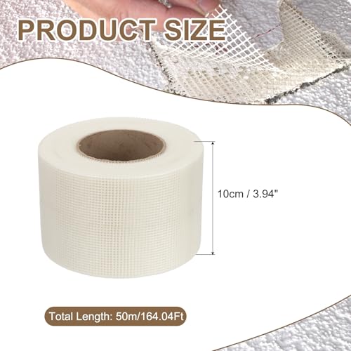 PATIKIL Drywall Repair Mesh Tape, 4 inch x 164 ft Fiberglass Repair Patch Self-Adhesive Dry Wall Joint Tape 10 Mesh Wall Hole Crack and Seam Patch, White - size: 4 Inch X 164 Feet