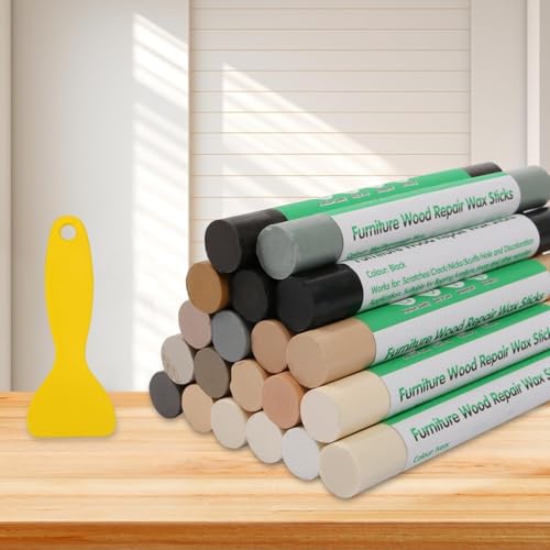 Furniture Markers Touch Up, 20 Colors Wood Filler Sticks, Wood Wax Crayons for Repairing Scratches, Scuffs, Cracks, Holes on Furniture, Floors, Cabinets, Tables, and Doors - Mixed Series - color: Mixed Series