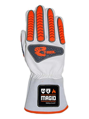 MAGID T-REX TRX848M Inferno Series Heat Resistant Welder's Gloves, 48 Pairs, Full Leather, Size 10/XL, Red & Gray - size: 10/XL, style: 48 Pairs