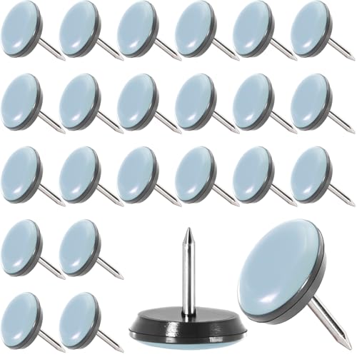 Teflon Furniture Sliders Pads, 24 Pack Nail on Chair Sliders, Heavy Duty Table Glides, 0.98 Inch/ 25 mm Round Sliding Block for Protect The Floor, Move Easily for Table, Cabinet, Sofa - color: 24pcs Φ 25mm, size: ROUND