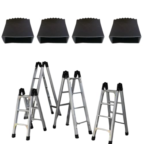 4Pcs Ladder Feet Mat Rubber Non Slip Extension Ladder Feet Pads Cover Ladder Feet Protector Replacement Ladder Accessories ， Black
