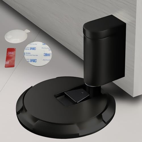 HOOFUS No Magnetic Mechanical Floor Door Stopper,Adjustable Door Holder,with Heightening pad for Door Gaps up to 1.2 Inch in Height,Nail Free or Screws (Matte Black, 1 Pack) - color: Matte Black, size: 1 Pack