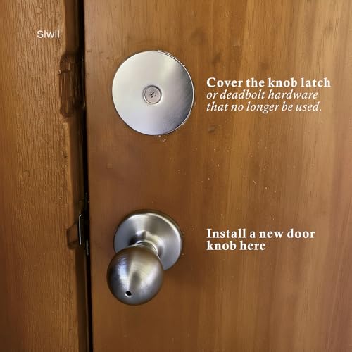 Door Knob Cover, 2-5/8" Diameter Solid Steel Deadbolt Cover Plate, Hole Filler Plate for Door Handle (1, Satin Nickel) - color: Satin Nickel