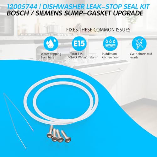 12005744 Dishwasher Pump Sump Seal Repair Kit – Upgraded Gasket & Screws, Replaces 12005317, for Bosch 12004119 Repair-Set, for Siemens, Gorenje, Neff, Balay etc – Fixes Error E15 Leaks