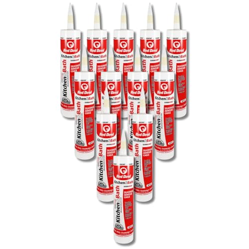 Red Devil 040620 Duraguard Kitchen & Bath Siliconized Acrylic Caulk, 10.1 oz., Biscuit, 12 Pack, Made in USA - color: Biscuit, size: 10.1 oz., style: 12 - Pack