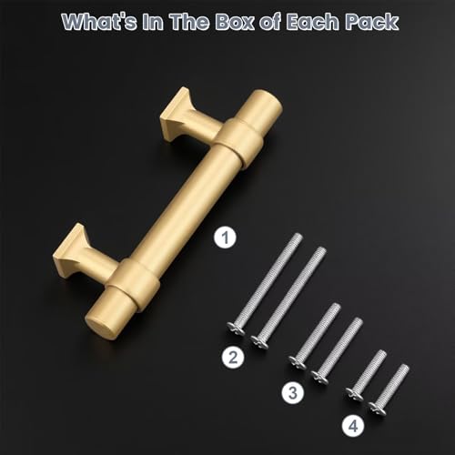 5Pack Hole Centers 2.5inch(64mm) Gold Champagne Cabinet Handles T Shaped Kitchen Cabinet Pulls Hardware Pull Handle for Cabinets Dressers 4inch Total Length - color: Champagne Gold, size: Hole Centers: 2.5inch