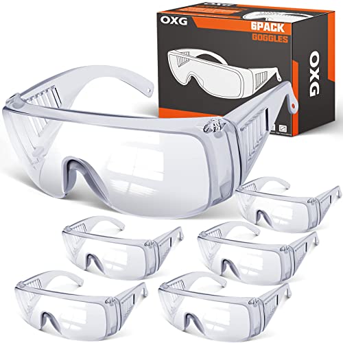 OXG Safety Glasses Over Eyeglasses Anti-Fog, ANSI Z87.1 Safety Goggles Eye Protection Glasses for Men and Women - color: Clear
