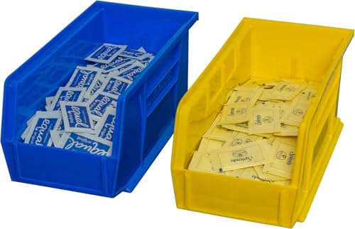 Akro-Mils 30230 AkroBins Plastic Storage Bins, Space-Saving Stackable Bins for Garage, Pantry, Craft Organization, 11" x 5" x 5", Yellow, 12-Pack - color: Yellow