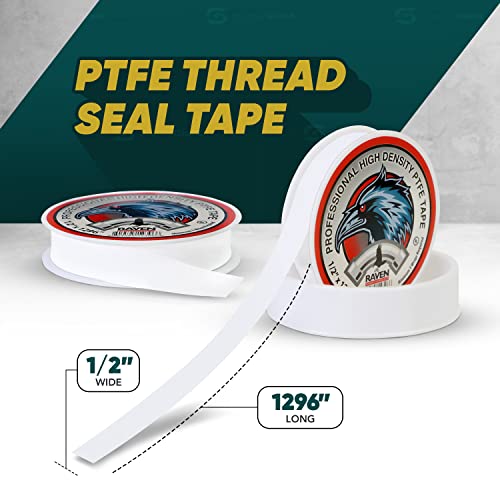 SUPPLYGIANT UUD1296 PTFE Thread Seal Tape for Plumbers, White 1/2 Inch X 1296 Inch