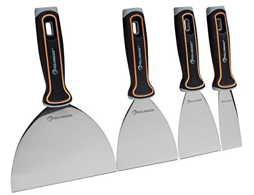 ROLLINGDOG 4PC Putty Knife Set(1.5",3",4",6") - Putty Knives Spackle Knife Great for Putty Scraper, Cleaning, Spreading on Drywall Repairs