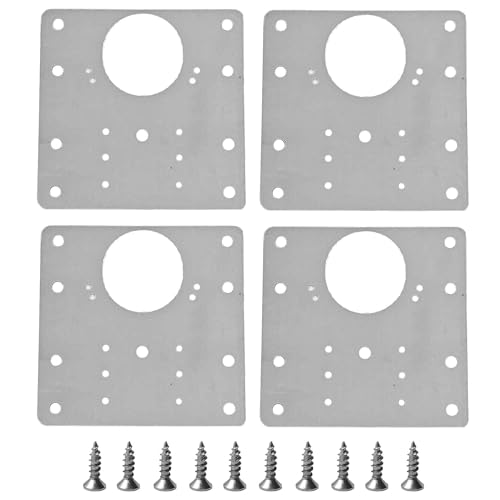 4Pcs 3.54 x 3.54 Inch Cabinet Hinge Repair Plate, Stainless Steel Hinge Repair Brackets with Fixing Screws for Kitchen Cabinets, Cupboard Doors, Furniture(8 Holes) - size: 4Pcs 8 holes