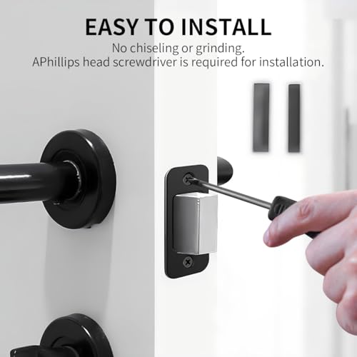 2 Pack Deadbolt Strike Plate Door Backplate, 1" x 2 1/4" Round Corner Deadbolt Strike Plate, Door Strike Plate (Matte Black)