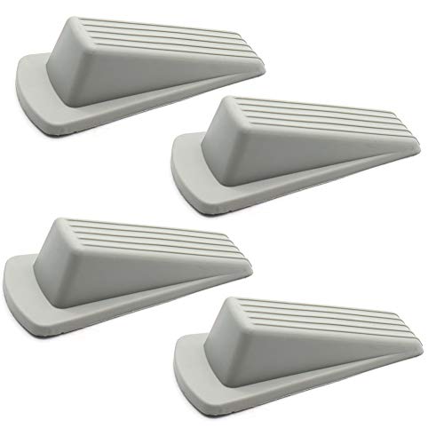 Rubber Door Stopper Door Stop Wedge Non Scratching Door Holder Large Grey - Pack of 4 - color: Gray