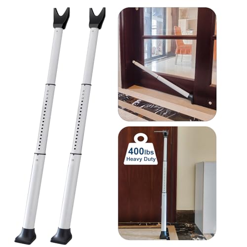 Rerishom Door Security Bar, Door Stoppers Security bar,Heavy Duty Door Lock Security Door Jammer Door Stopper for Apartment, Hotel Room,Screen Door Hardware, Gate Lock Bar, 2 Pack - color: White, size: 2 Pack