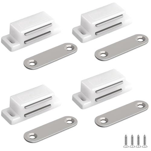Cabinet Magnetic Catch - 16 Pack Cabinet Door Magnetic Latch for Cupboards Drawers Closet Doors and Shutters (White) - color: White