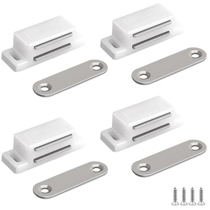 Cabinet Magnetic Catch - 16 Pack Cabinet Door Magnetic Latch for Cupboards Drawers Closet Doors and Shutters (White) - color: White