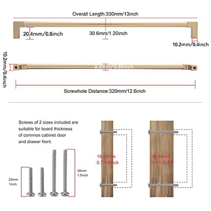 TUNNY 5 Pack Classic Solid Cabinet Handles-12.6"/320mm Screw Spacing Champagne Bronze Furniture Hardware Handles for Bathroom Dresser Kitchen Cabinets Bedroom Cabinet Pulls - color: Champagne Bronze, size: 12.6"(320mm) Hole Center - 5Pcs