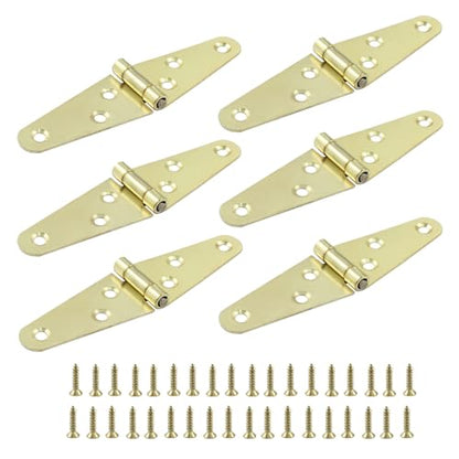 Piutouyar 6 Pcs Heavy Duty Gold Strap Hinges, 2 Inch Shed Hinges Cabinet Latch Door Hinge Gate Hinge with Mounting Screws - color: Gold