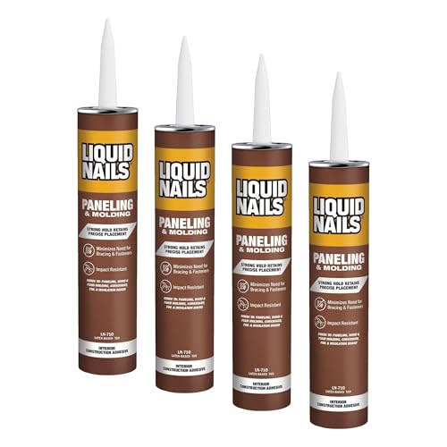 Liquid Nails 10 oz. Paneling & Molding Construction Adhesive (Low VOC), Off White/Tan (Pack of 4) - size: 10 Ounce (Pack of 4), style: Paneling & Molding