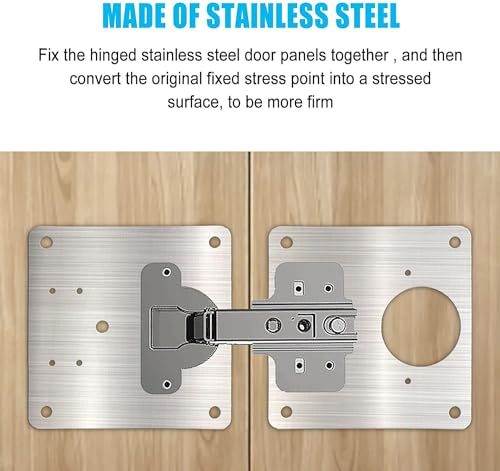 Cabinet Hinges Repair Plate,Stainless Steel Hinge Repair Brackets Kit,Kitchen Cupboard Door Hinge Repair Plate Kit Includes Fixing Screws,Protect Wooden Kitchen Cabinet Door,Furniture(4 PCS)… - size: 4 PCS