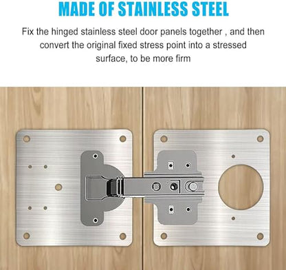 Cabinet Hinges Repair Plate,Stainless Steel Hinge Repair Brackets Kit,Kitchen Cupboard Door Hinge Repair Plate Kit Includes Fixing Screws,Protect Wooden Kitchen Cabinet Door,Furniture(4 PCS)… - size: 4 PCS
