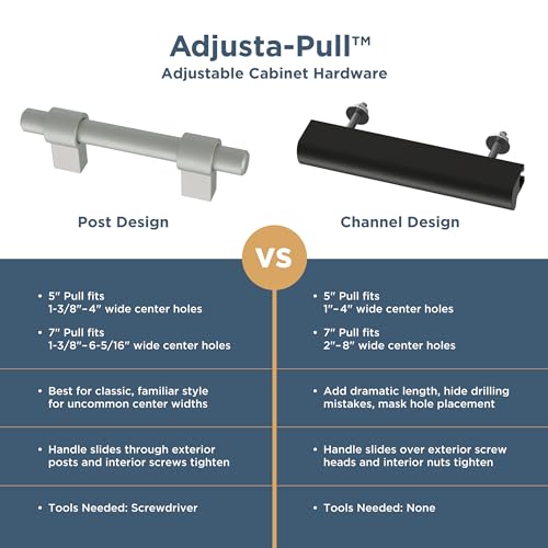Franklin Brass 5 Pack Matte Black Cabinet Handles Adjustable Drawer Pulls for Kitchen Cabinet Knobs Dressers and Cupboards 1-3/8 to 6-5/16 inch (35–160mm) Hole Center | Adjusta-Pull™ - color: Matte Black, size: 1-3/8" to 6-5/16"
