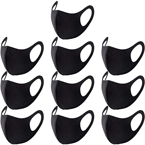 MEFELE Cln 10PCS Black Face Mask Covers with Elastic Ear Loop Cover Full Face Anti-Dust, Unisex, Washable, Breathable, and Reusable (Adults) - style: Adults