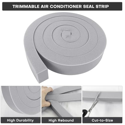 AC Window Seal Kit with Adhesive - 4Pcs Gray Foam Insulation Strips 1"x1"x6.5Ft,Air Conditioner Foam for Window Units, Energy Saving & Dustproof - size: 1''x1''x6.5ft-4pcs