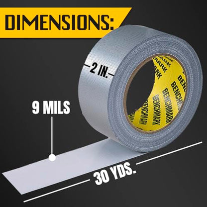 6 Pack - Grey Duct Tape (2 in x 90 ft/Roll); Total of 540 Feet (180 Yards); Heavy Duty; Tear by Hand Design; No Residue; Strong Yet Flexible; Great for Repairs of All Kinds; Gray Duck Tape; Bulk Pack - color: Grey