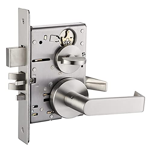 Commercial Heavy Duty Mortise Lock Handle Set for Entrance/Office Front Door F20 - color: Rose/ Entry