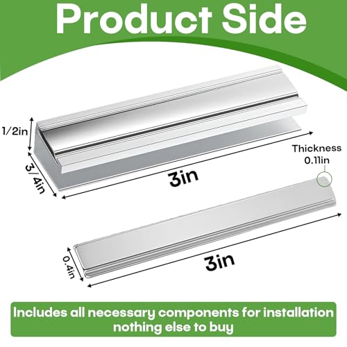 3" Shower Door Magnet Latch Replacement Kit with Metal Strike & Magnet Fit for 1/8", 5/32", 3/16", 1/4" Thick Swing Glass Flush Shower Doors and Frameless Shower Doors Handles