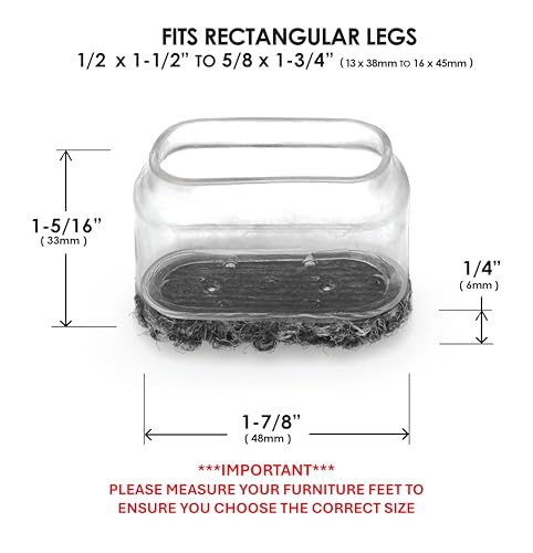 Slipstick GorillaOutdoor Berber Furniture Feet Pads with Clear Sleeve Sock (8 Pack) Weatherproof Outdoor Furniture Sliders for Medium Rectangular Legs - size: Rectangular Medium