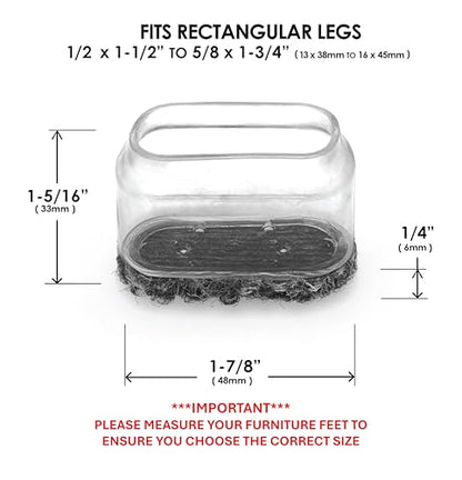 Slipstick GorillaOutdoor Berber Furniture Feet Pads with Clear Sleeve Sock (8 Pack) Weatherproof Outdoor Furniture Sliders for Medium Rectangular Legs - size: Rectangular Medium