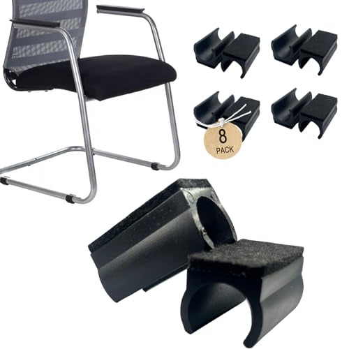 Rectangle U Shaped Chair Leg Tips Caps with Felt Pads,Furniture Feet Protector Slide Smoothly Glides No Scratches No Noise Protect Hardwood Floor,Fit 22mm(7/8inch) Diameter Tubular Leg (Black 8PCS) - color: 8pack-black, size: 22mm(7/8inch)-Diameter