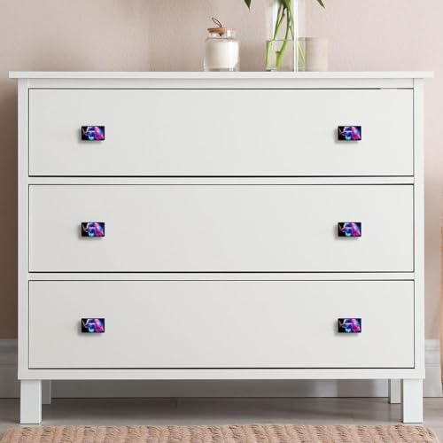 Drawer Knobs, Black Cabinet Knobs, 4pcs, Cabinet Pulls with Screws for Cupboard Drawer Dresser, Wolf Print Galaxy Starry Sky Pattern - color: color30532