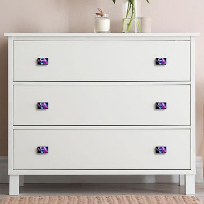 Drawer Knobs, Black Cabinet Knobs, 4pcs, Cabinet Pulls with Screws for Cupboard Drawer Dresser, Wolf Print Galaxy Starry Sky Pattern - color: color30532