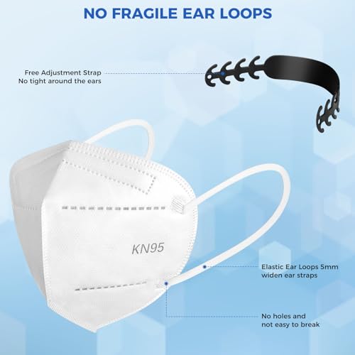 60/100 Pcs KN95 Face Mask for Adults,5 Layer Cup Dust Safety Masks - color: 100-a1 White