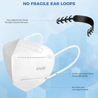 60/100 Pcs KN95 Face Mask for Adults,5 Layer Cup Dust Safety Masks - color: 60-a1 White
